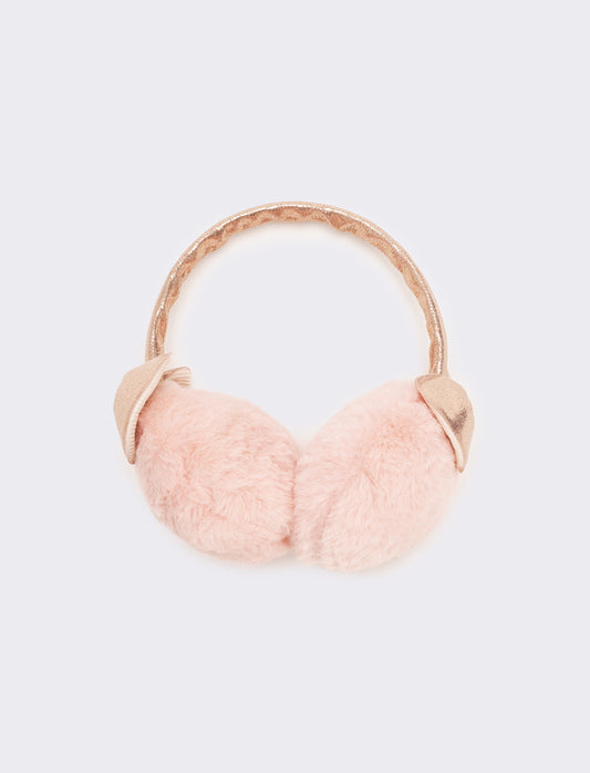 Copriorecchie con fiocco bambina - Oro rosa