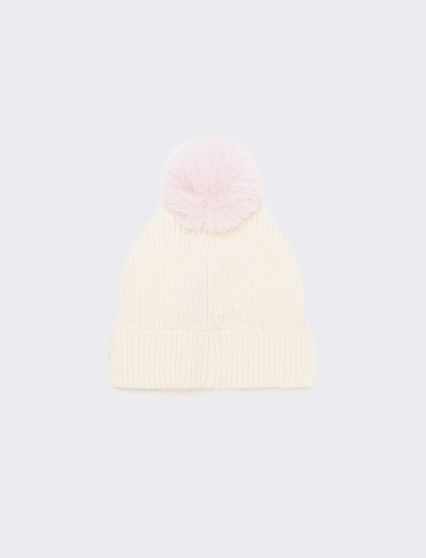 Cappello con risvolto con unicorno e pon pon - Bianco sporco