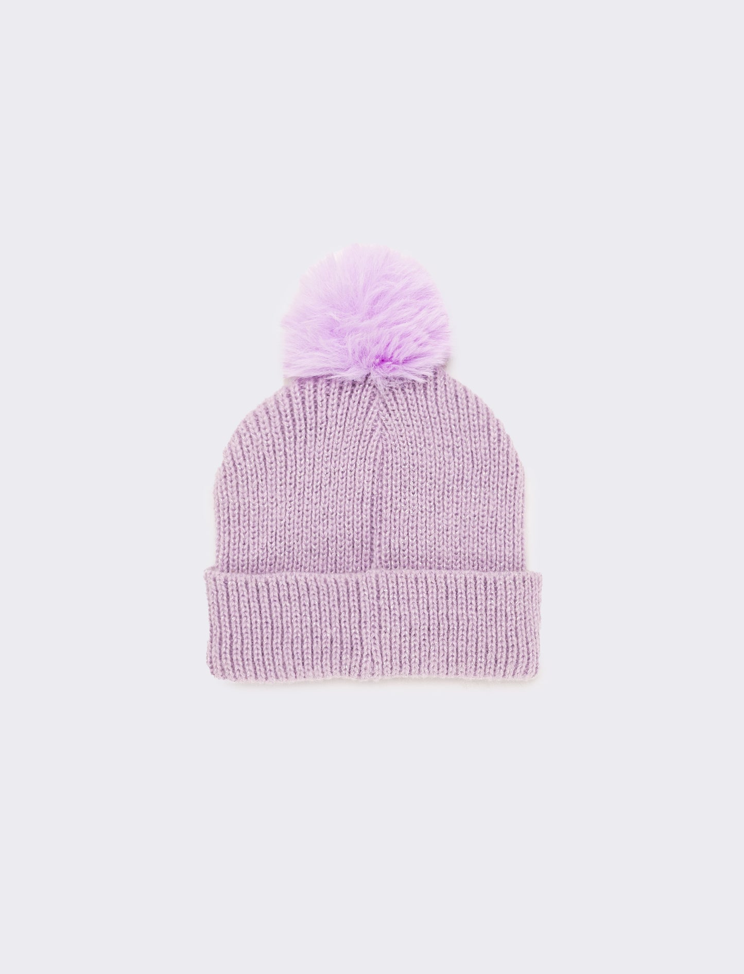 Cappello con risvolto con unicorno e pon pon - Lilla
