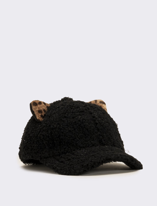 Cappello baseball con orecchie leopardate - Nero