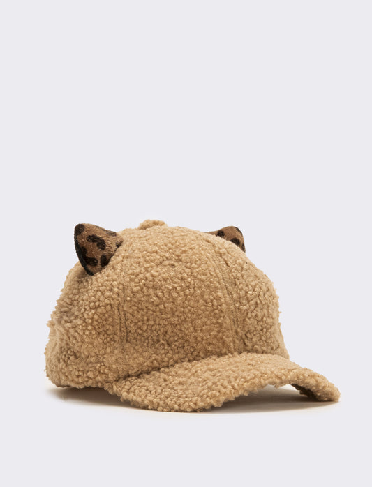 Cappello baseball con orecchie leopardate - Beige
