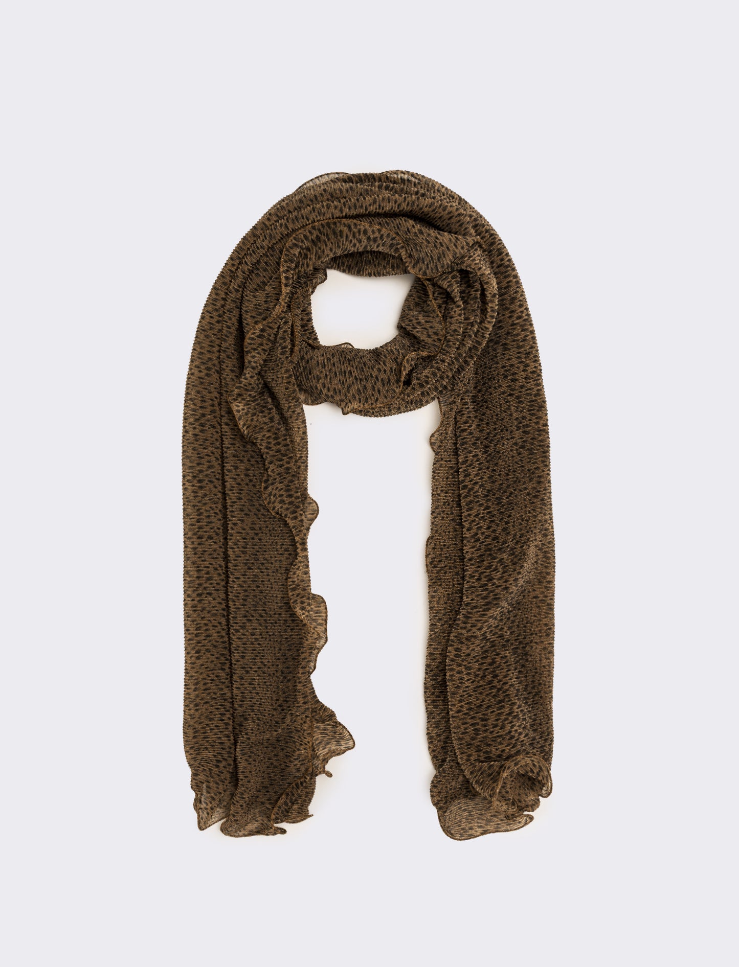 Foulard donna con rouche leopardato - Marrone
