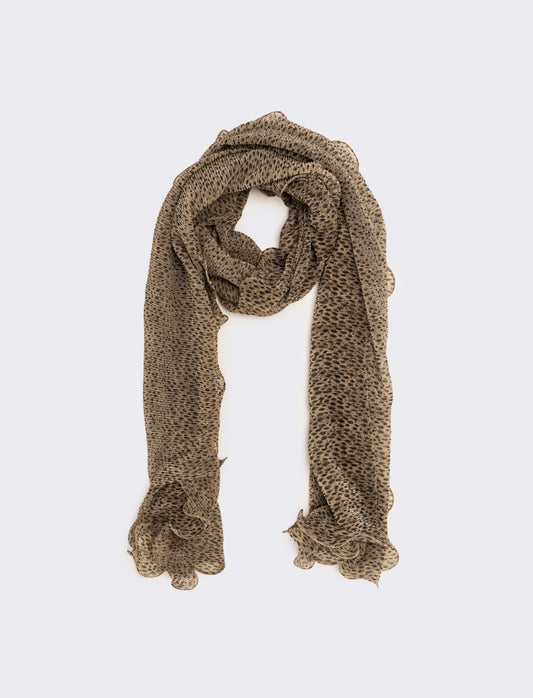 Foulard donna con rouche leopardato - Grigio