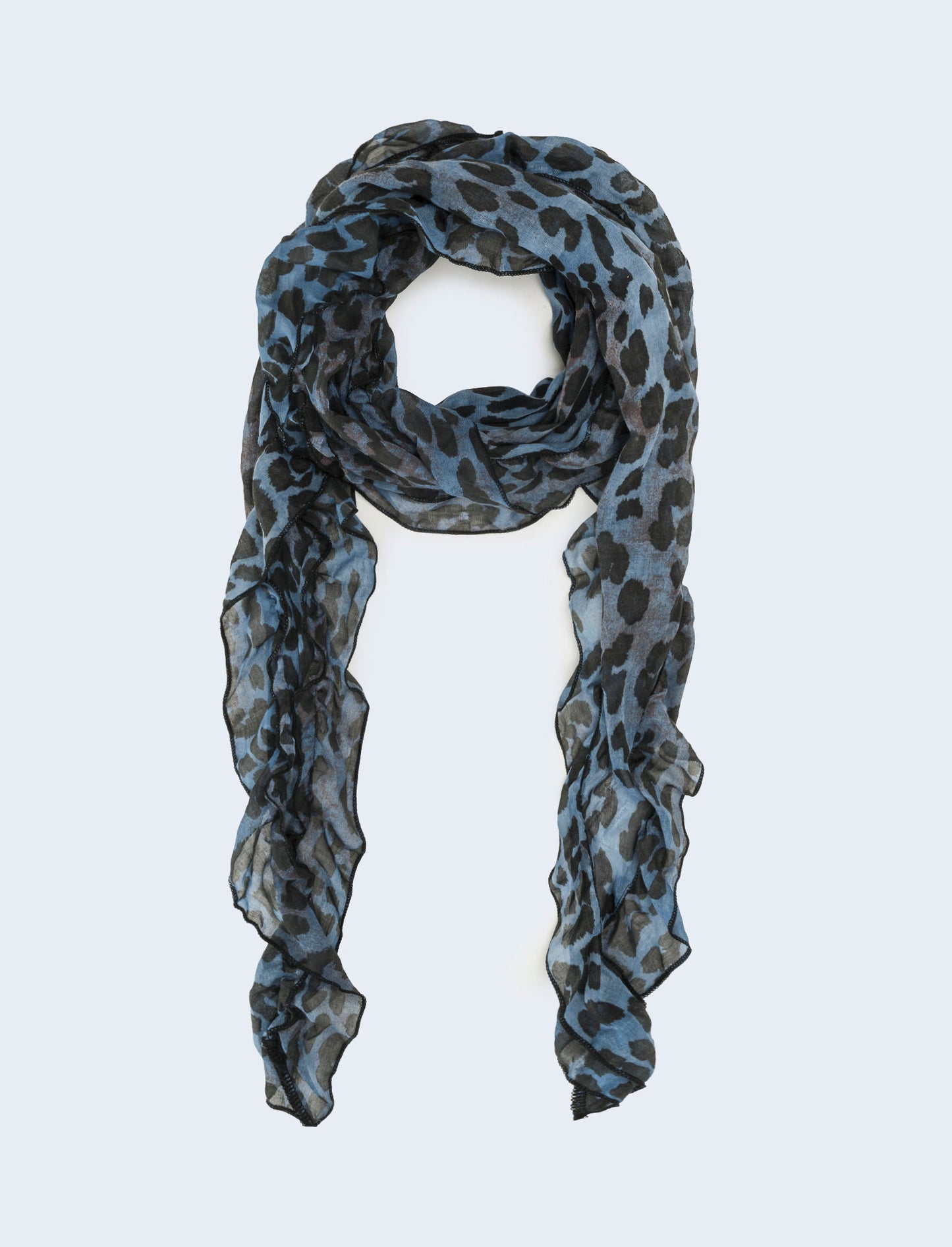Foulard con rouche leopardato - Blu