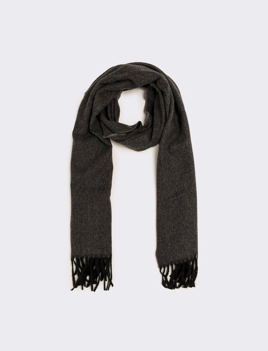 Sciarpa uomo basic con frange - Nero