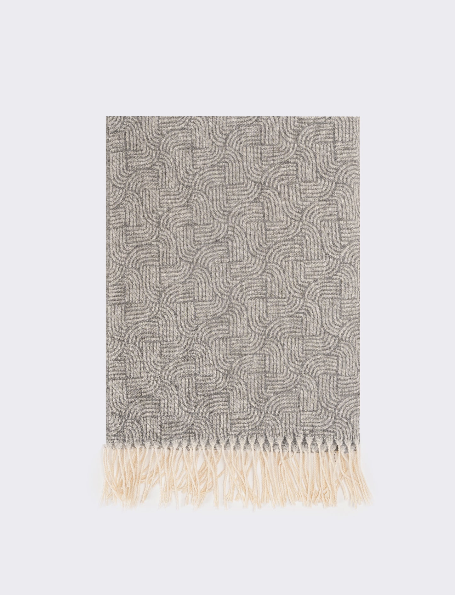Sciarpa uomo stampa geometrica con frange - Grigio