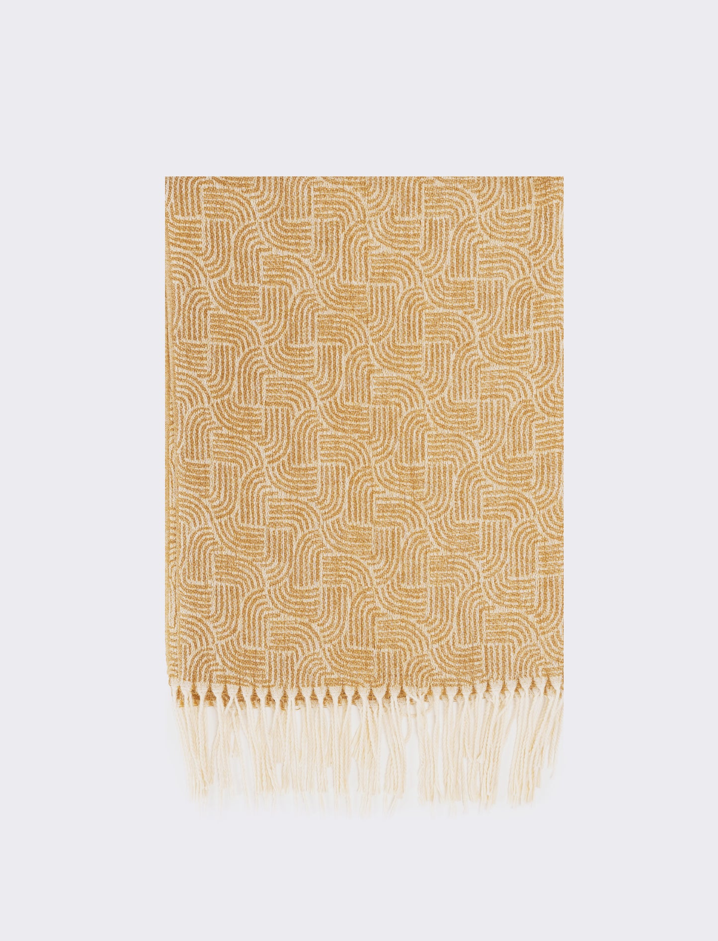 Sciarpa uomo stampa geometrica con frange - Beige