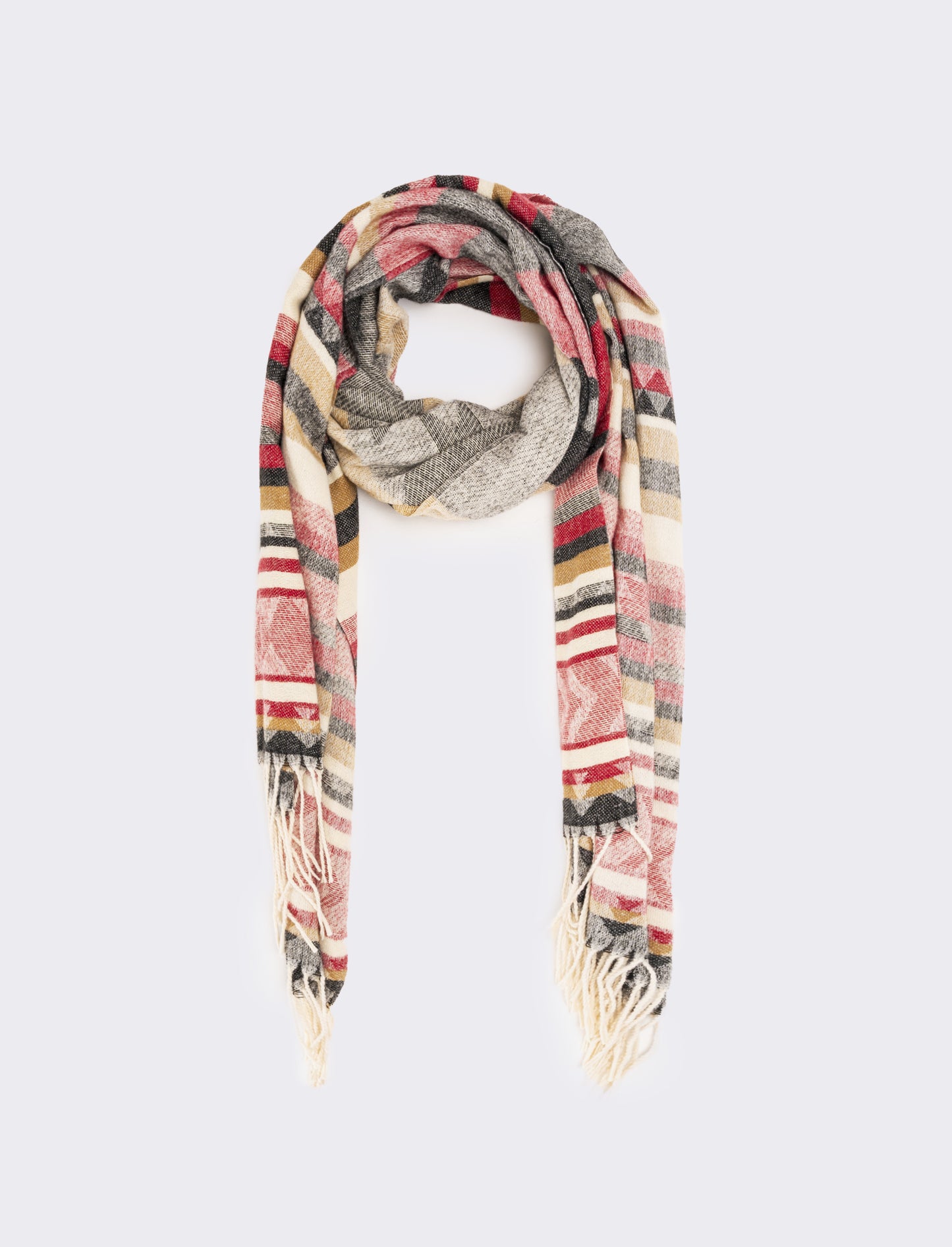 Sciarpa con frange stampa etnica uomo - Rosso