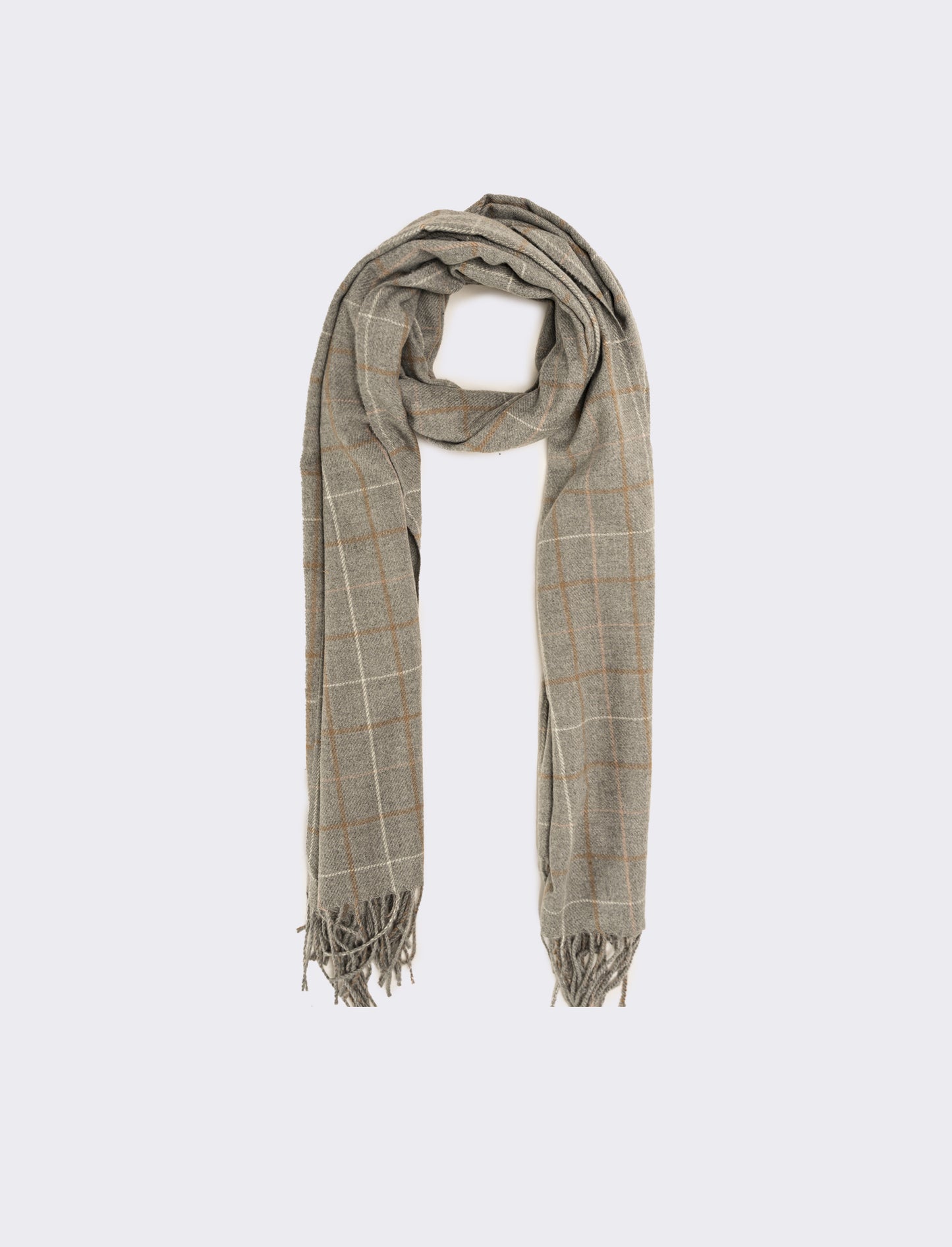Sciarpa quadri con frange peso medio uomo - Grigio