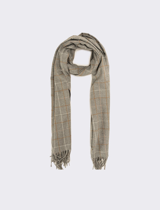 Sciarpa quadri con frange peso medio uomo - Grigio