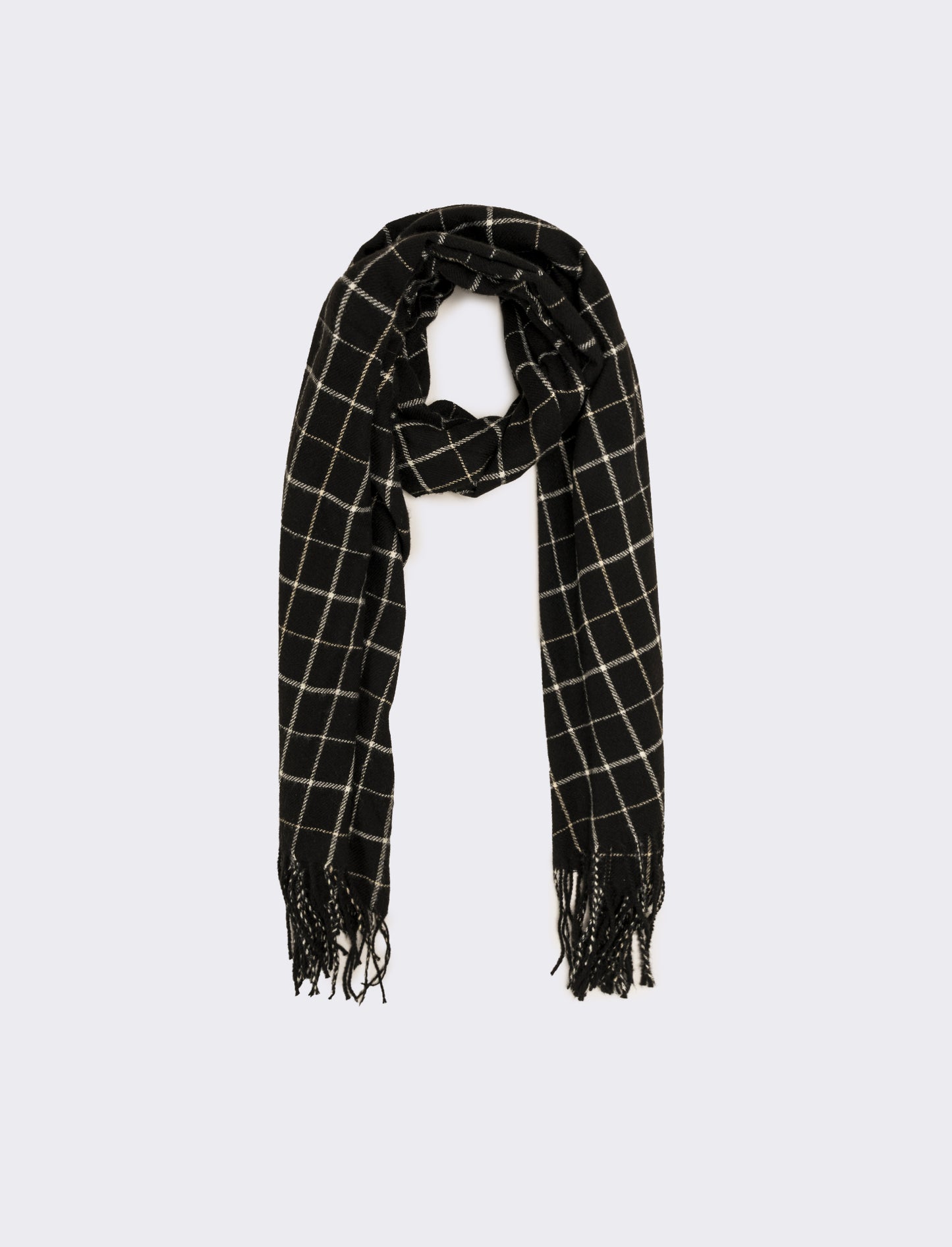 Sciarpa quadri con frange peso medio uomo - Nero