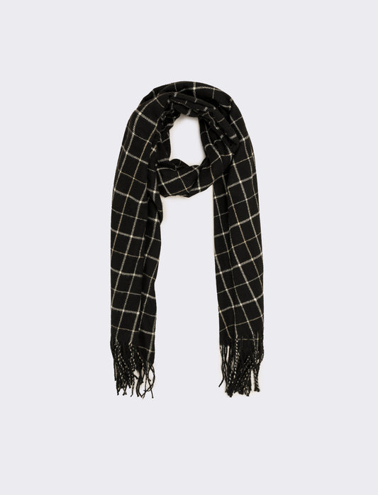 Sciarpa quadri con frange peso medio uomo - Nero