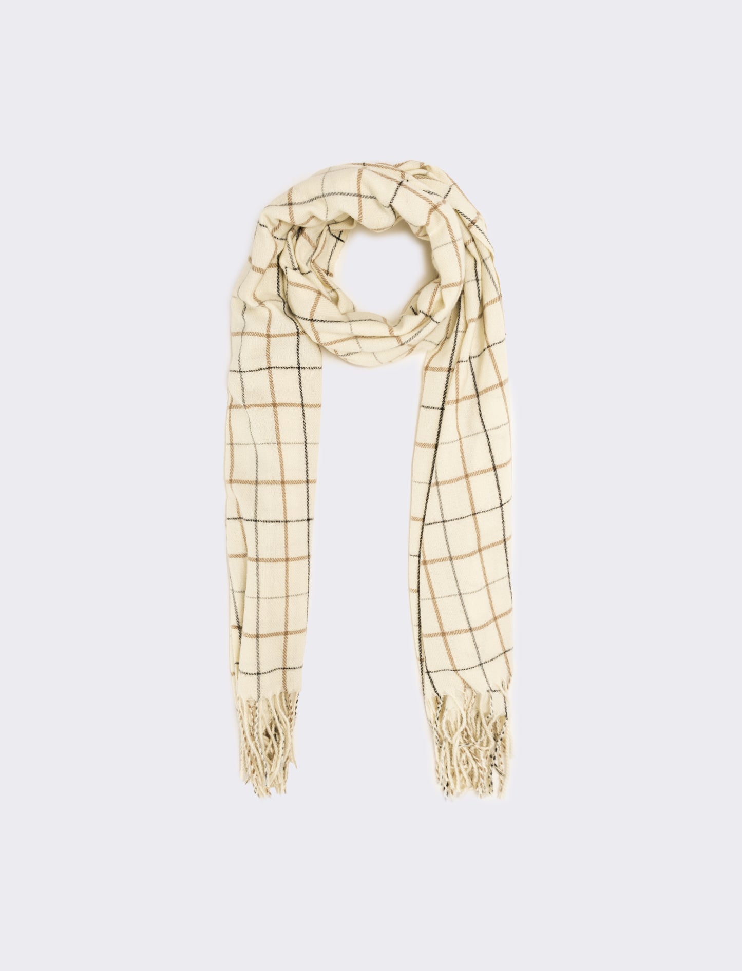 Sciarpa quadri con frange peso medio uomo - Beige