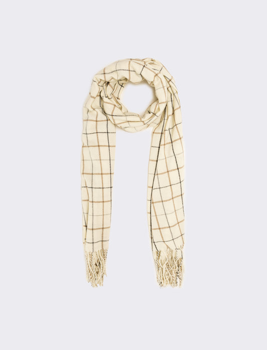 Sciarpa quadri con frange peso medio uomo - Beige