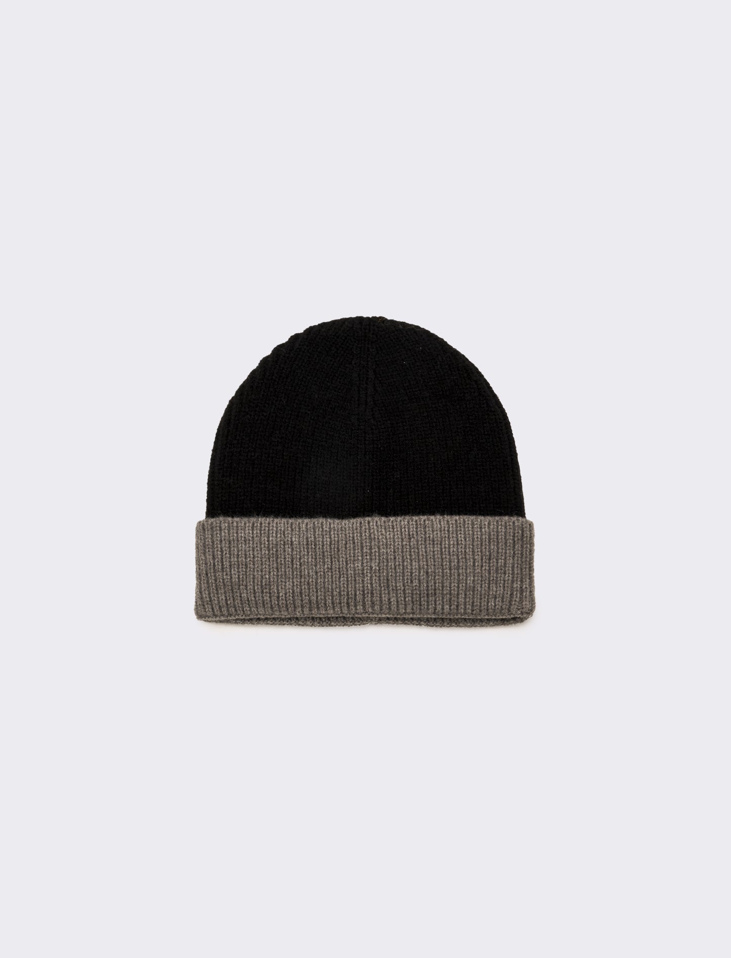 Cappello con risvolto bicolor uomo - Nero