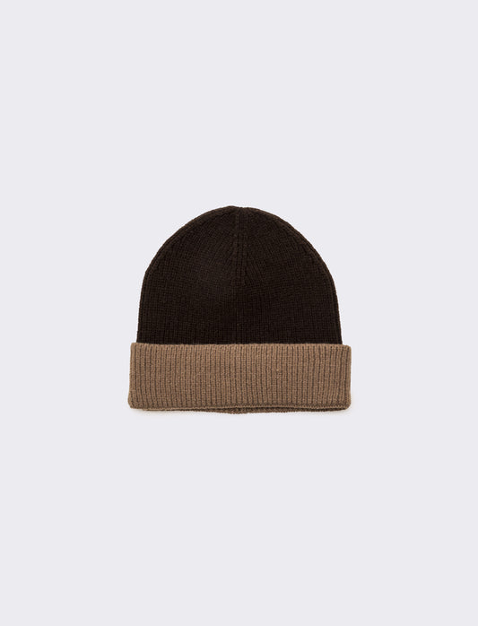 Cappello con risvolto bicolor uomo - Moro