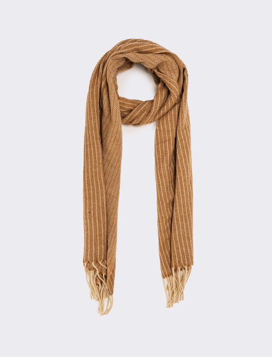 Sciarpa spigata e rigata uomo - Beige