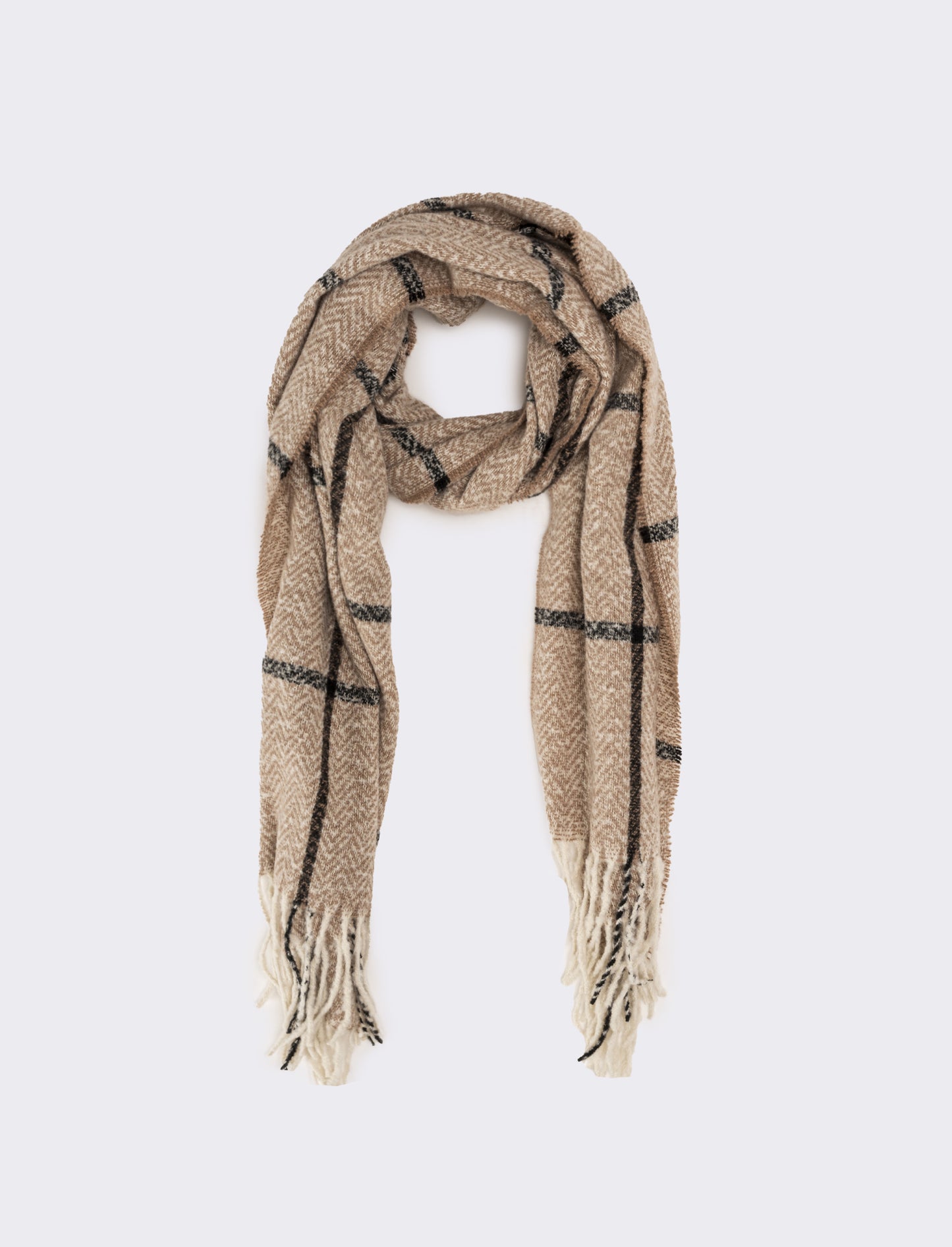 Sciarpa rigato e quadri uomo - Beige
