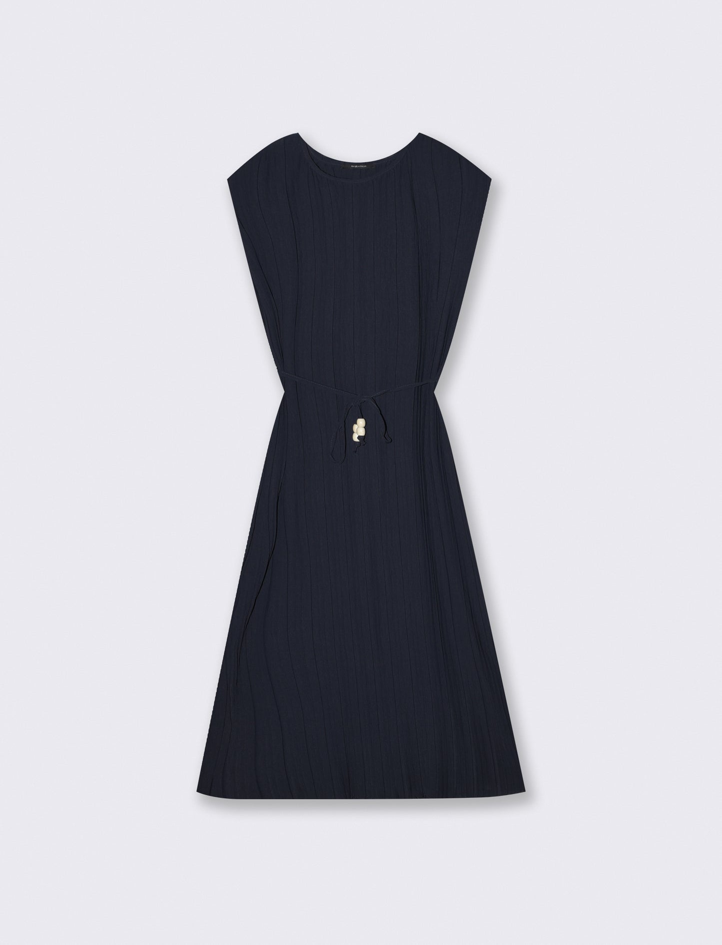 Abito midi plissé con cintura - Blu