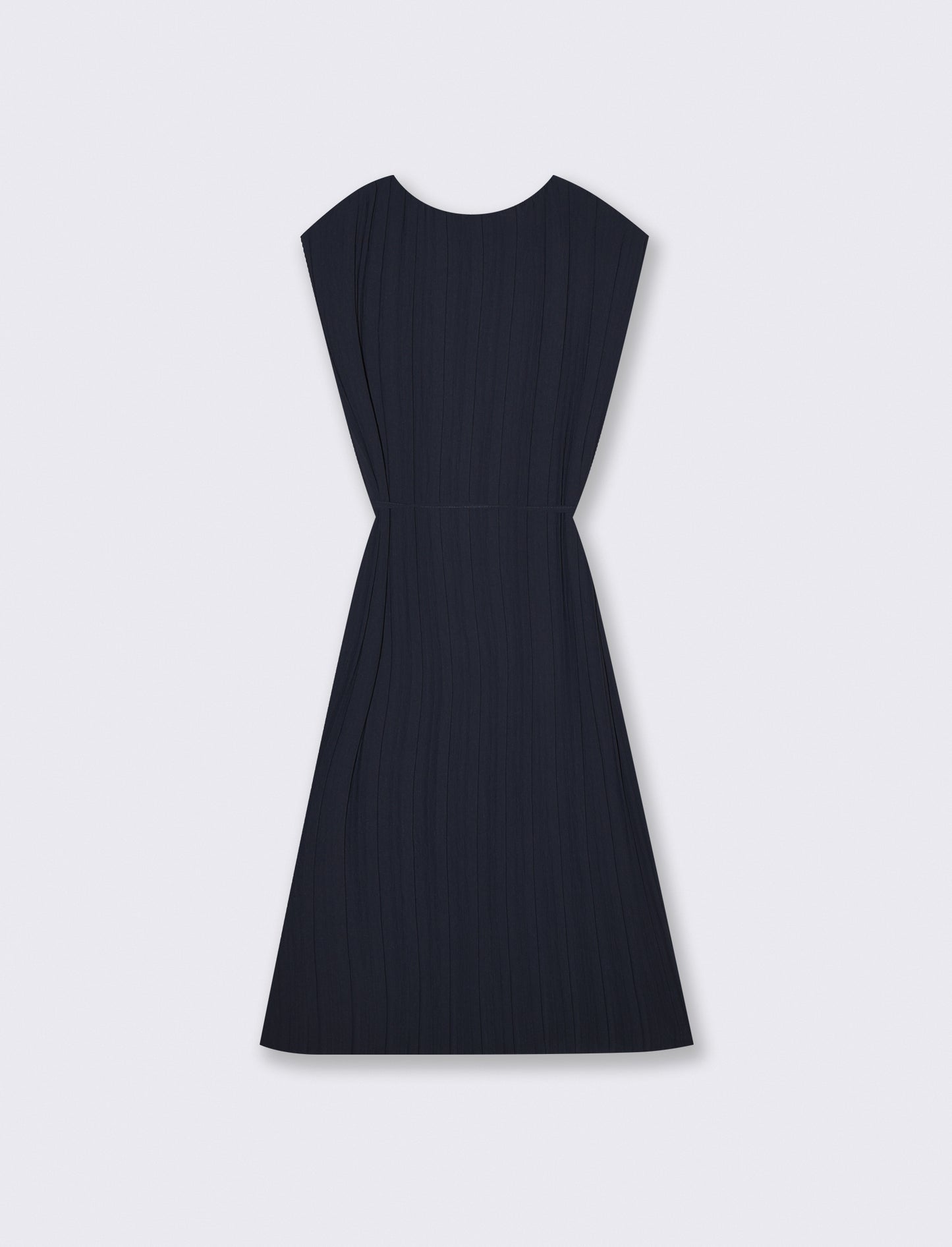 Abito midi plissé con cintura - Blu