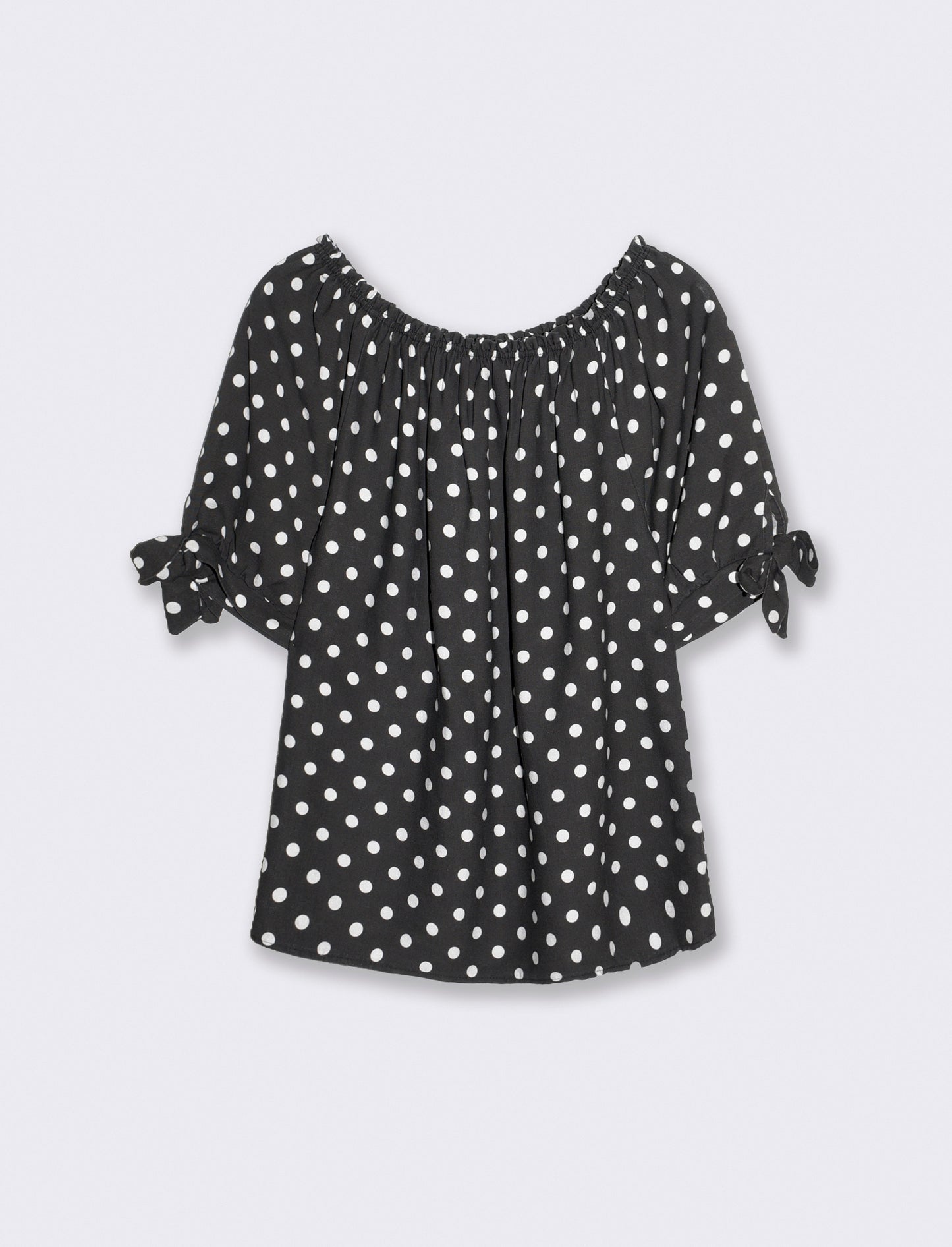 Casacca manica corta scollo a barca - Nero-bianco