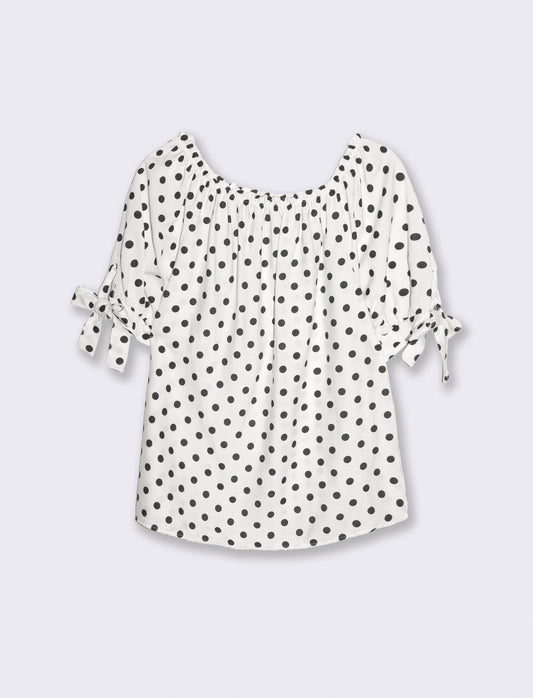Casacca manica corta scollo a barca - Bianco-nero