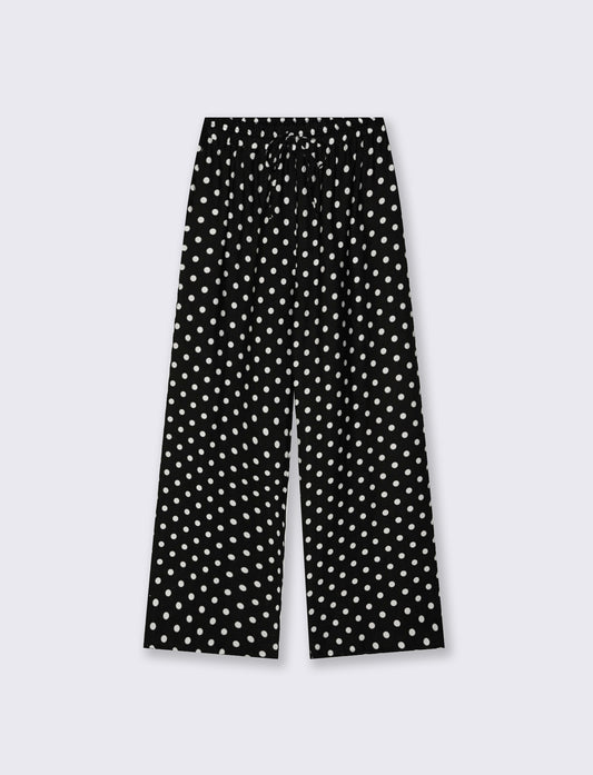 Pantaloni morbidi con coulisse in vita - Nero-bianco