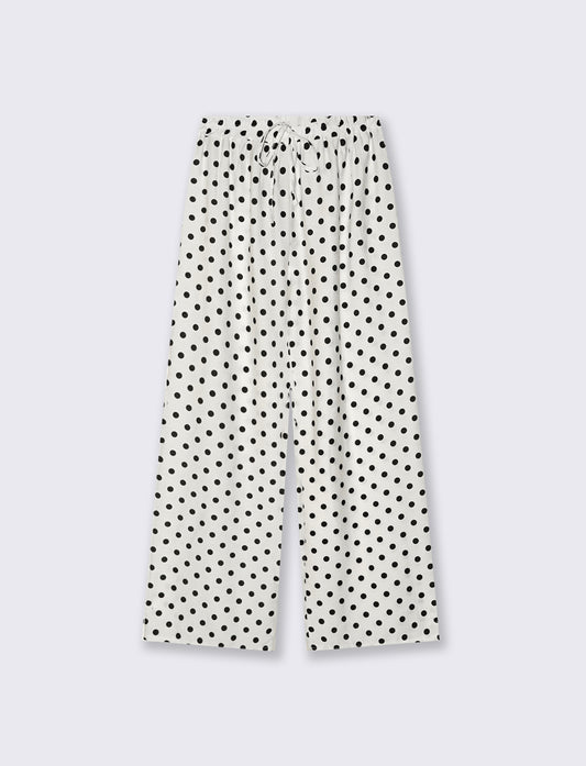 Pantaloni morbidi con coulisse in vita - Bianco-nero
