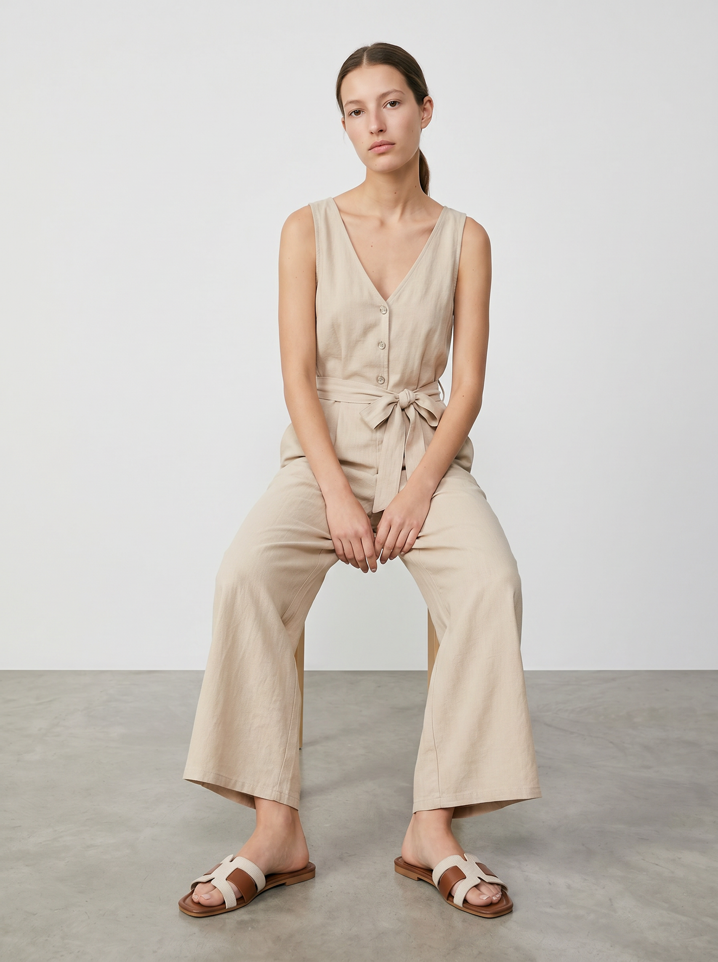 TUTA INTERA CON CINTURA IN VITA - Beige