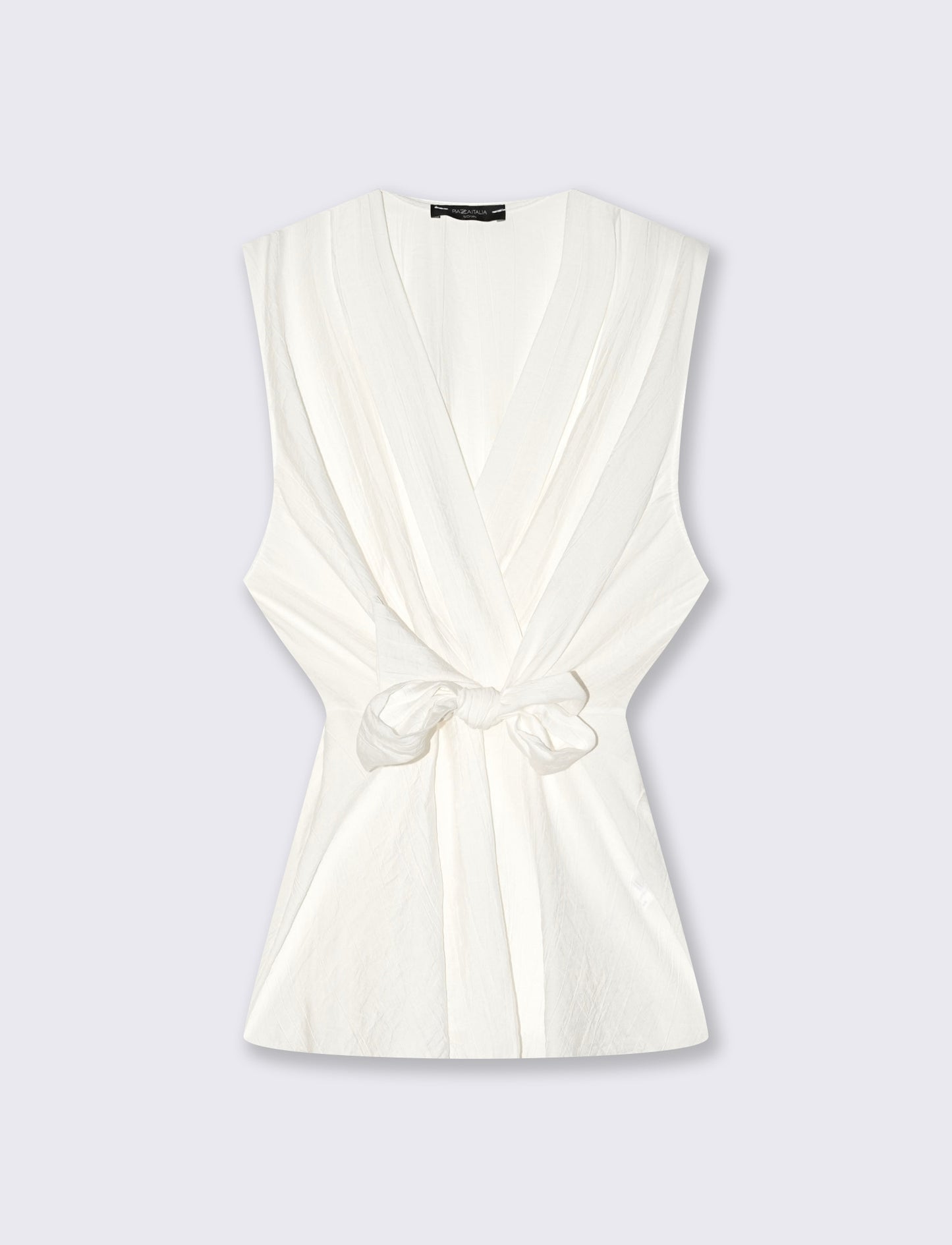 TOP GIROMANICA CON SCOLLO A V - Bianco
