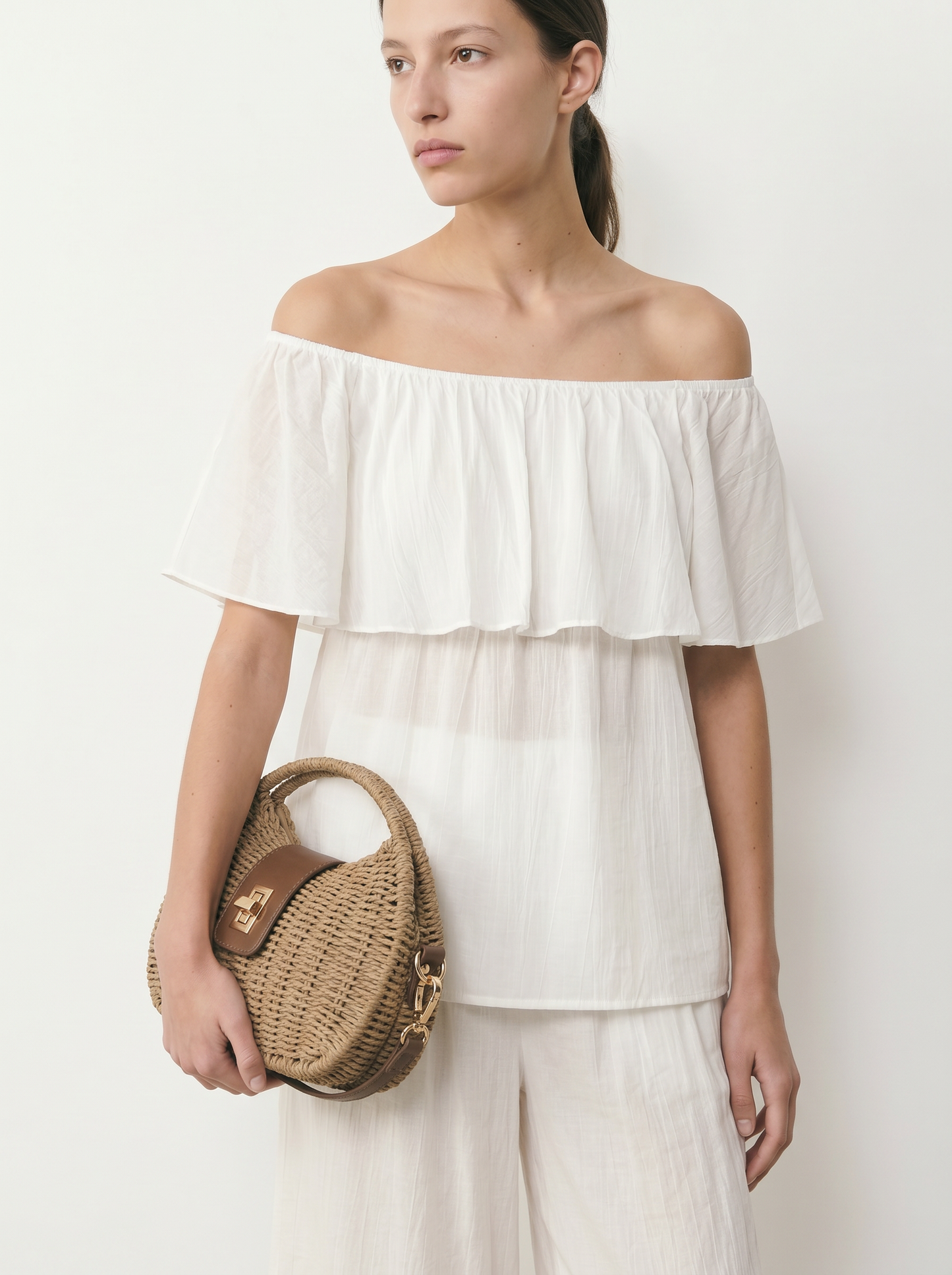 CASACCA MANICA CORTA CON SCOLLO A BARCA - Bianco