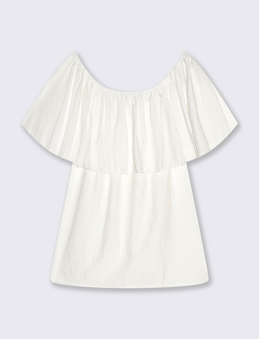 CASACCA MANICA CORTA CON SCOLLO A BARCA - Bianco