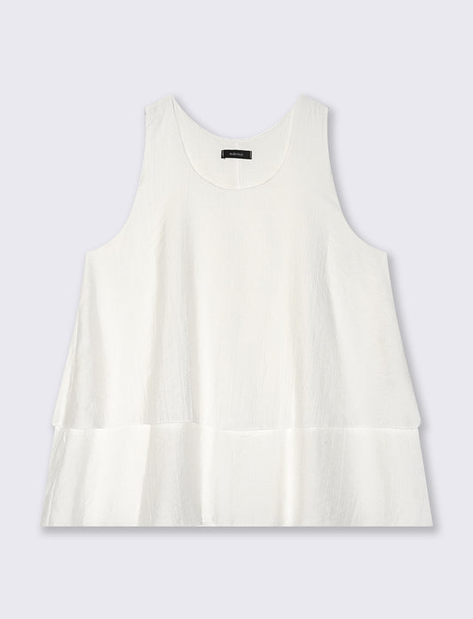 TOP GIROMANICA CON SCOLLO ROTONDO - Bianco