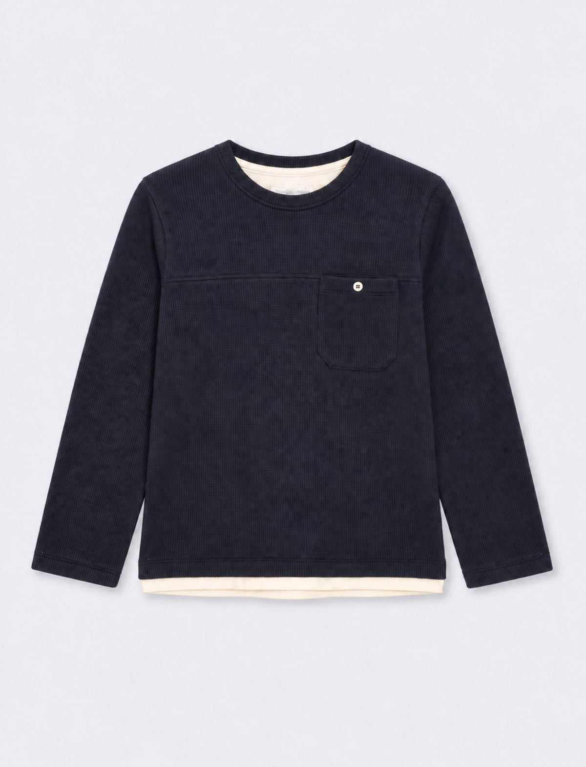 Maglia trama waffel tinta unita - Blu