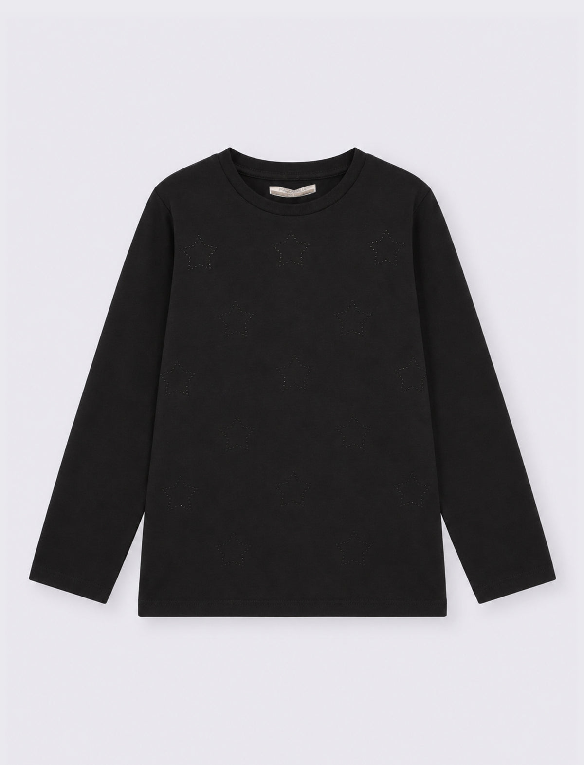 T-shirt da bambina in cotone elastico. - Nero