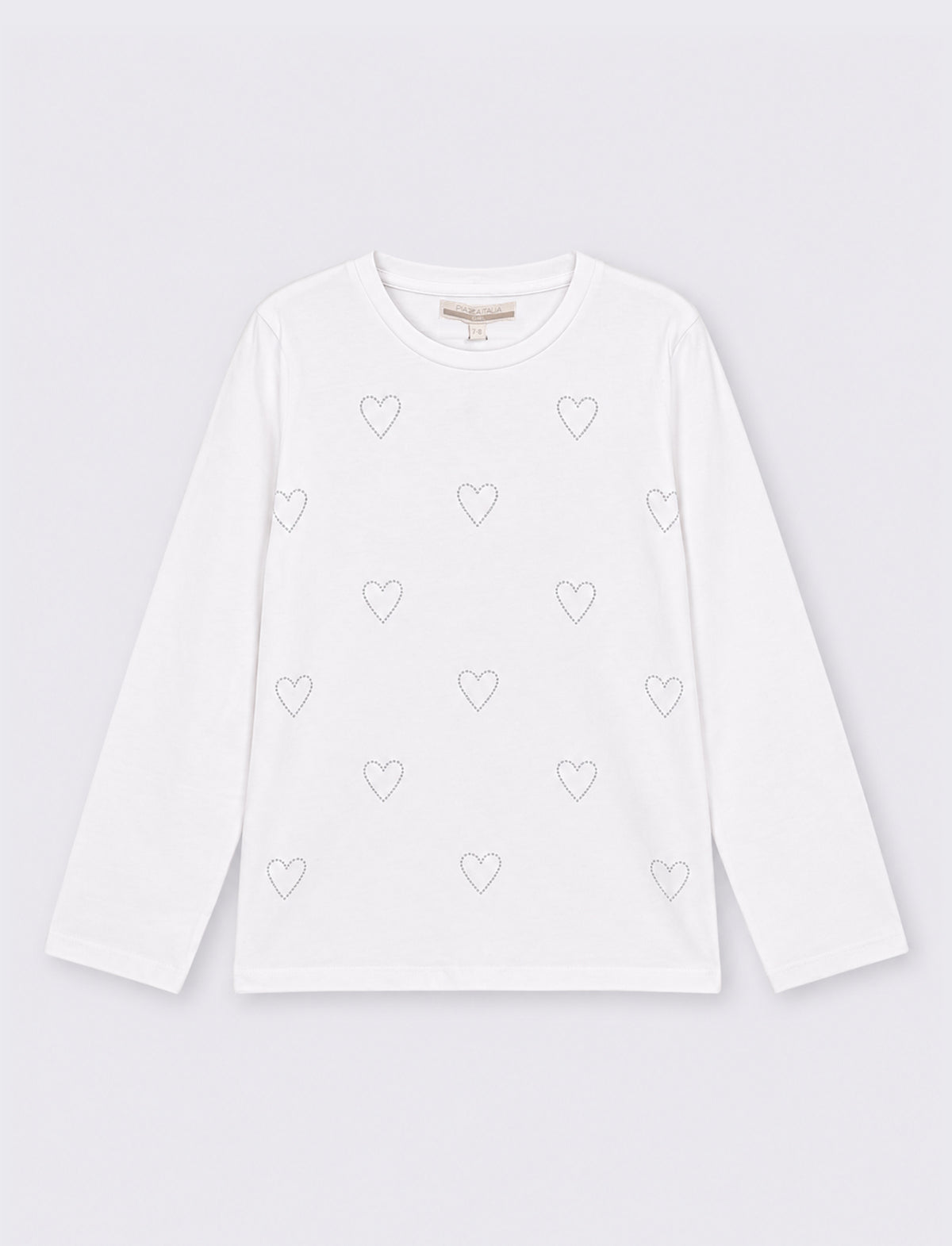 T-shirt da bambina in cotone elastico. - Bianco latte