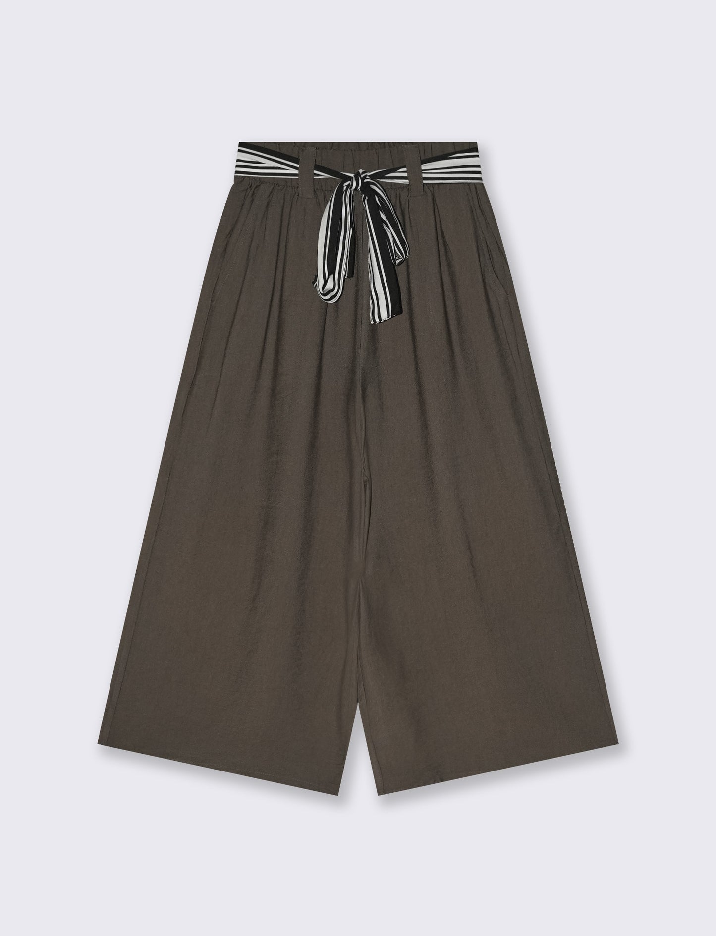 Wide leg pants with elastic and animal print belt - Green