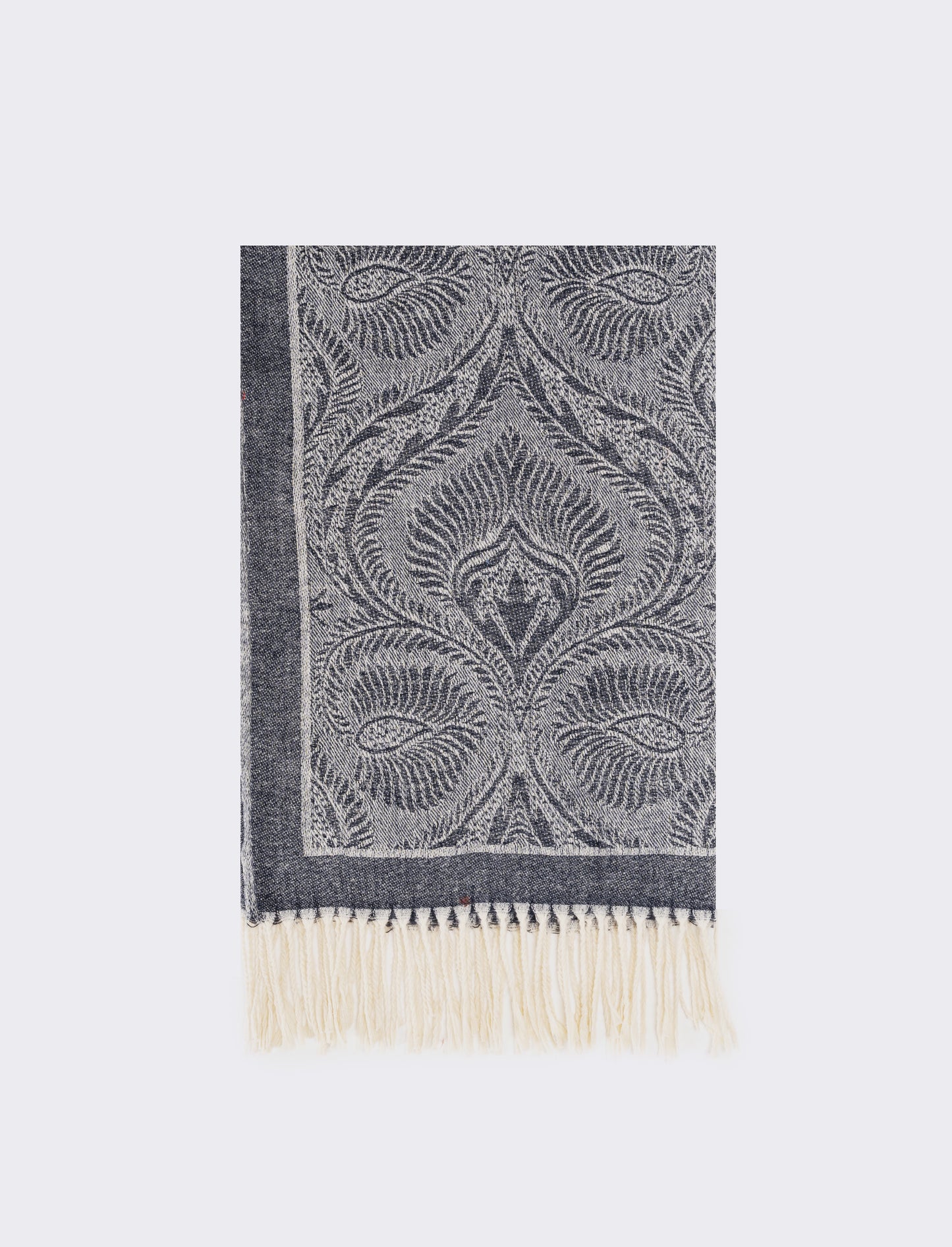 Sciarpa stampa paisley con frange - Blu
