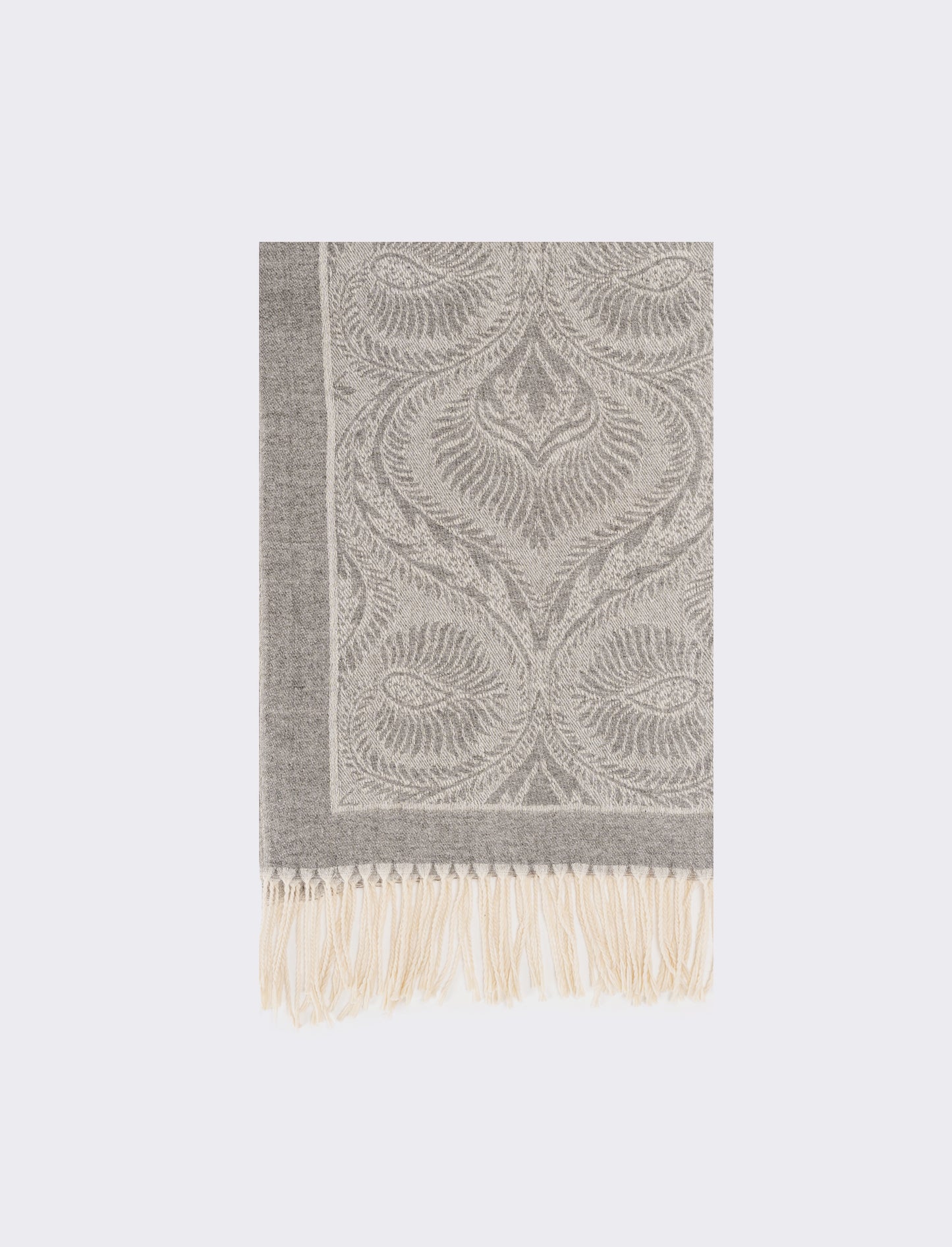 Sciarpa stampa paisley con frange - Grigio