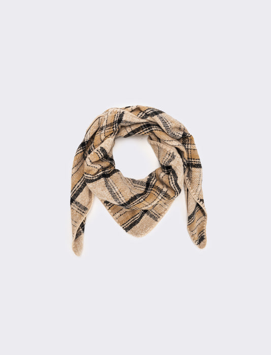 Sciarpa triangolo con impunture varie fantasie - Beige