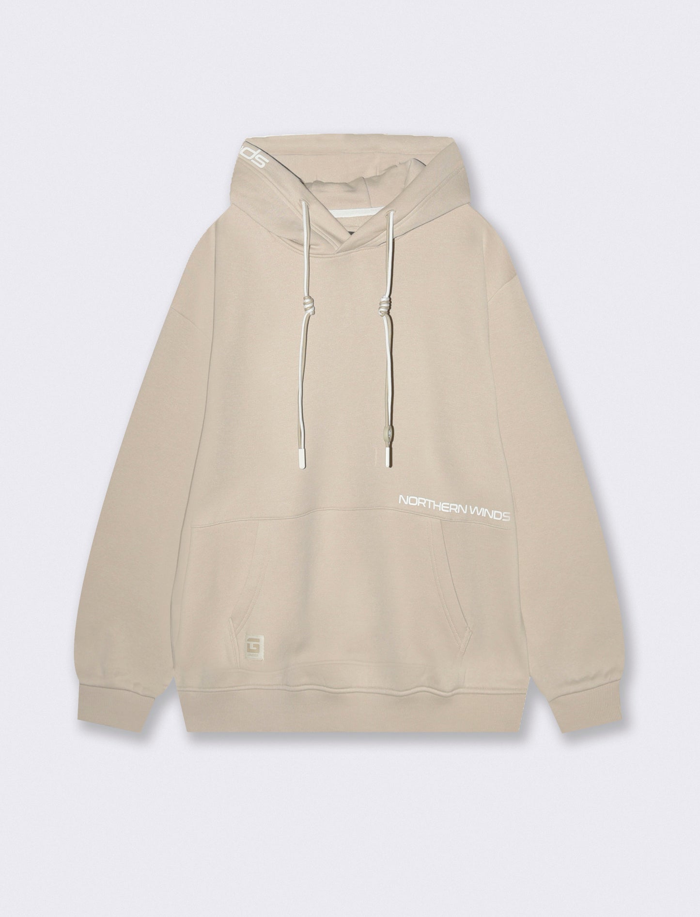 FELPA  BOXY FIT CON CAPPUCCIO E STAMPA - Grigio ghiaccio