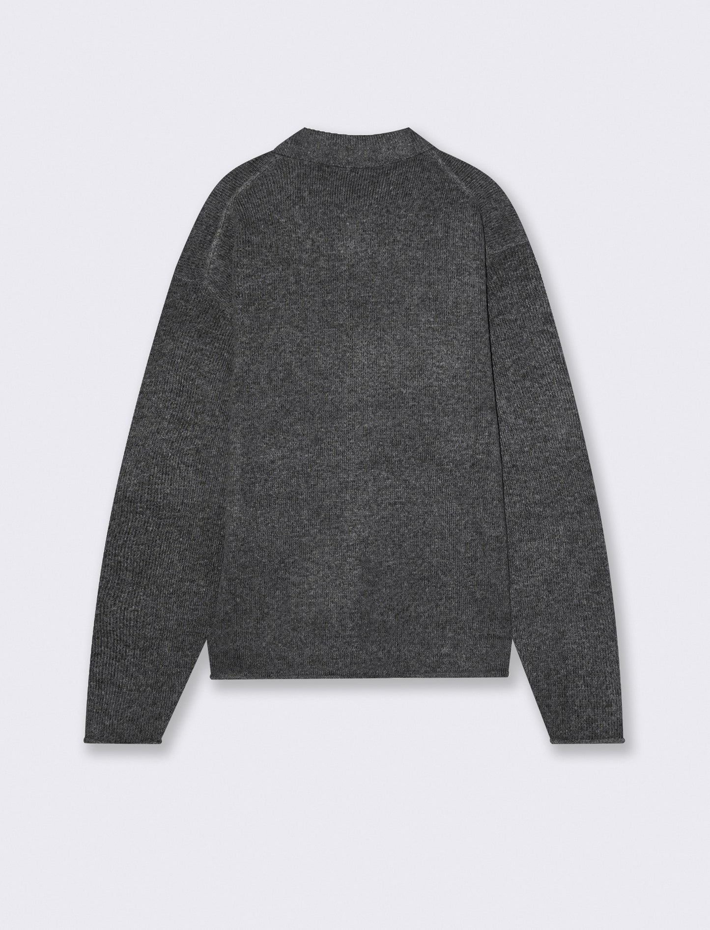 CARDIGAN IN MAGLIA CON COLLO CAMICIA - Grigio mel.