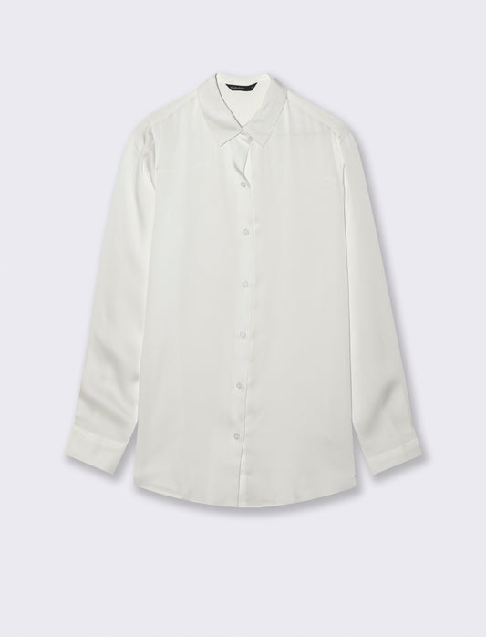 CAMICIA IN SATIN - Bianco latte