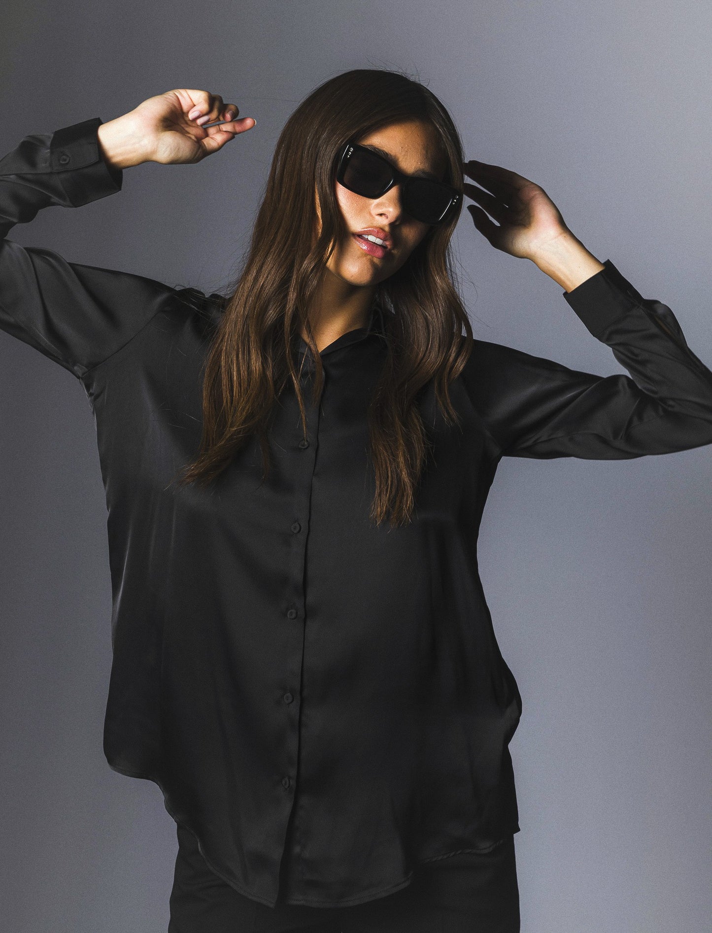 CAMICIA IN SATIN - Nero