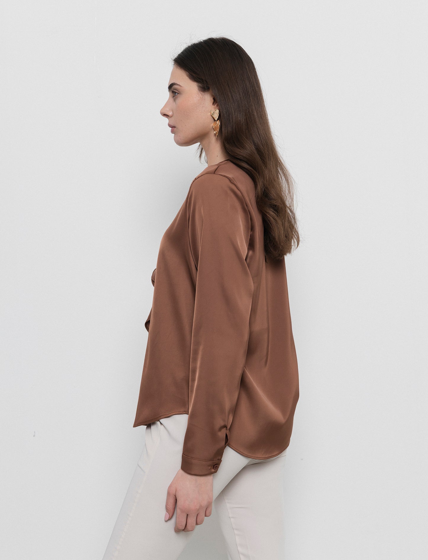 Casacca con rouches - Marrone tabacco