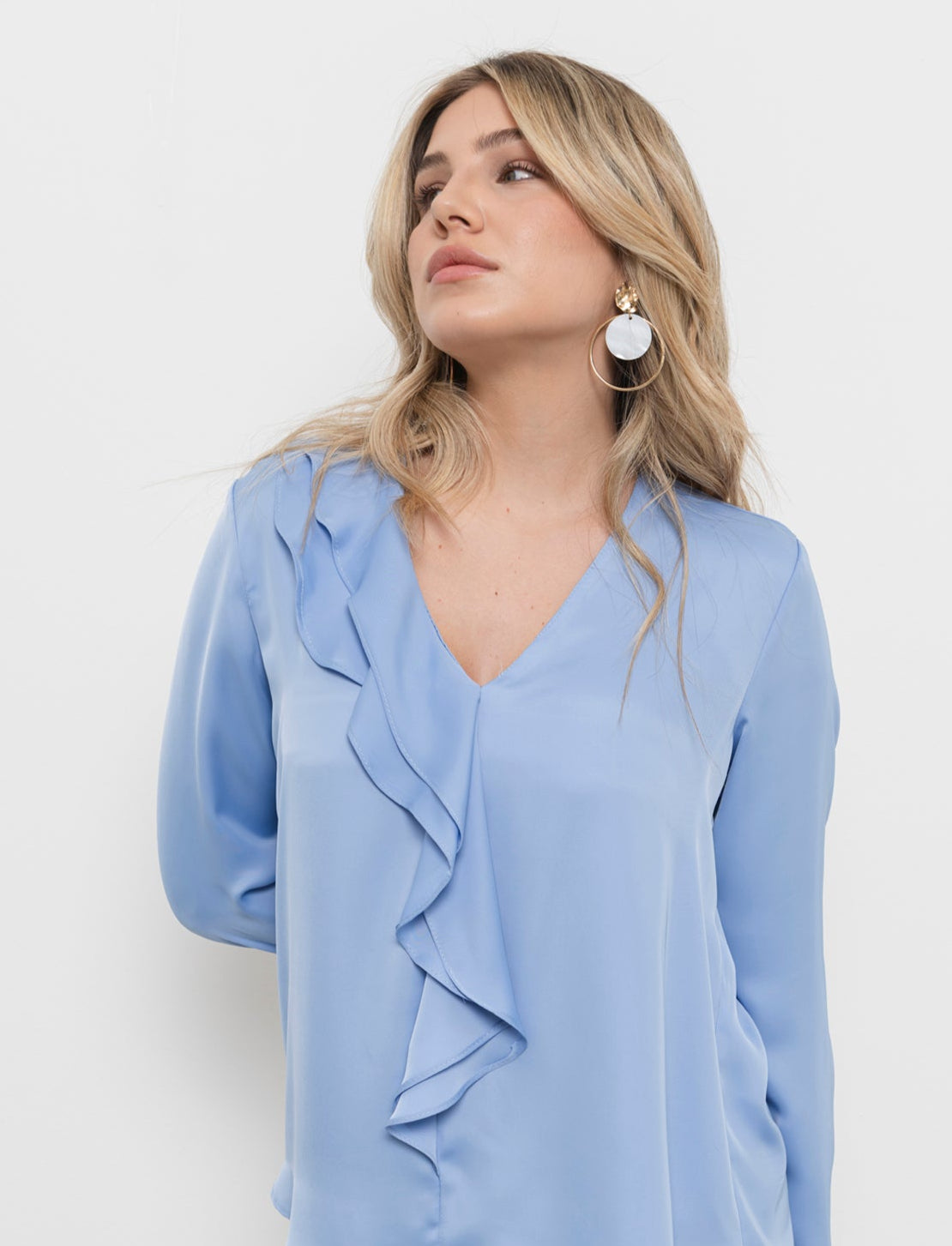 Casacca con rouches - Azzurro cielo