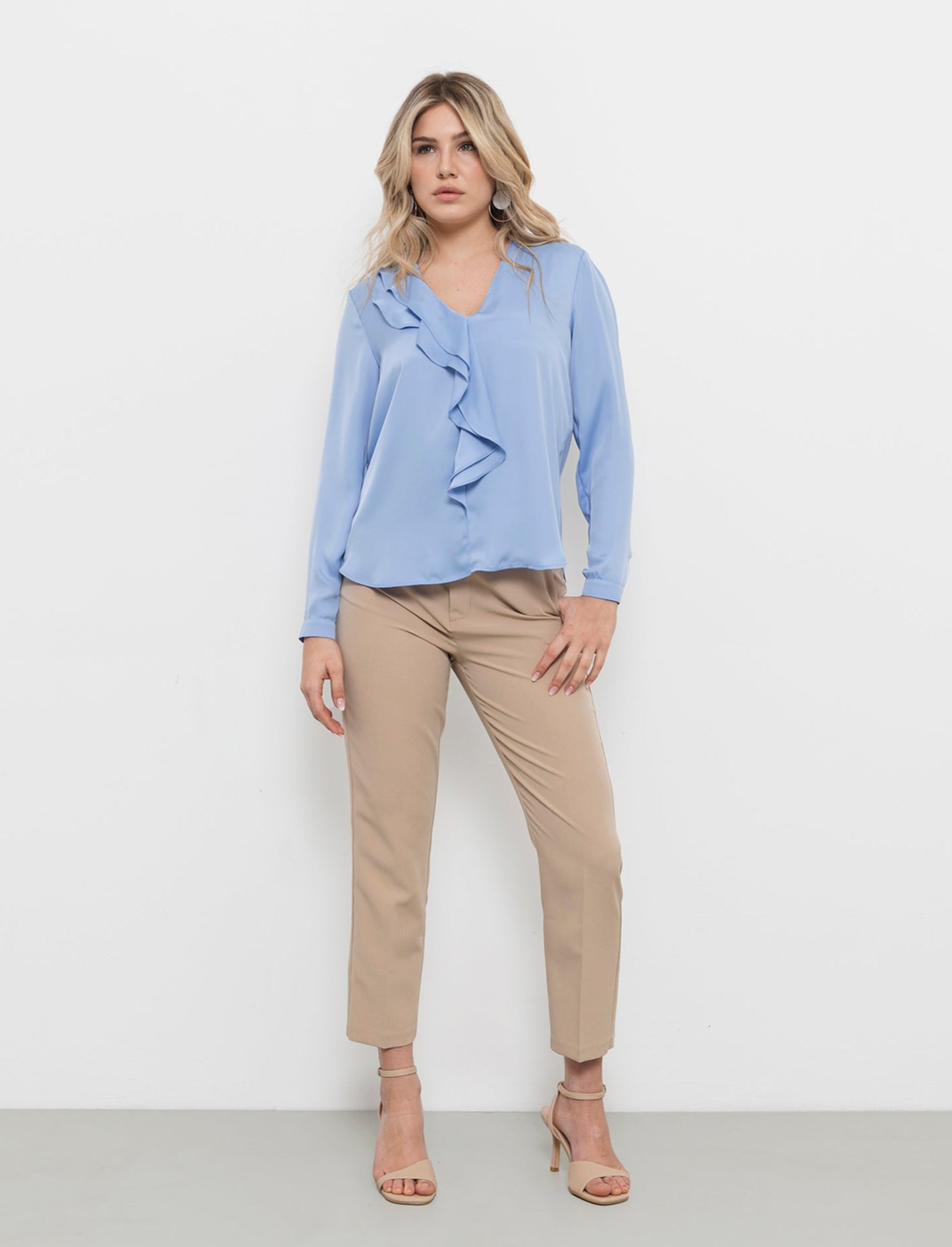 Casacca con rouches - Azzurro cielo