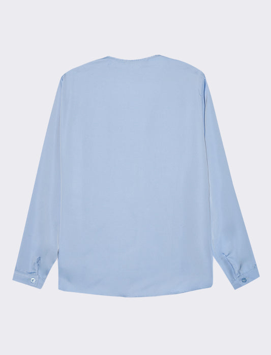 Long-shirt with ruffles - Sky blue