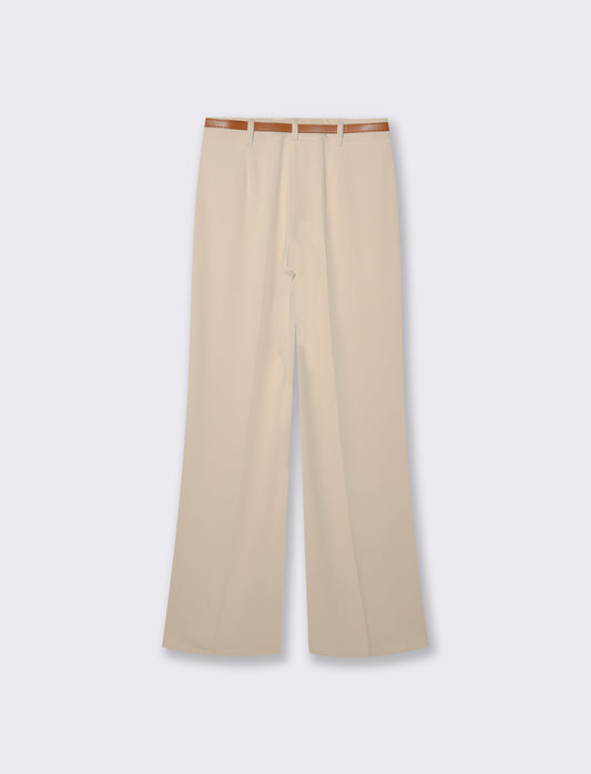 Pantalone palazzo con cintura - Bianco burro