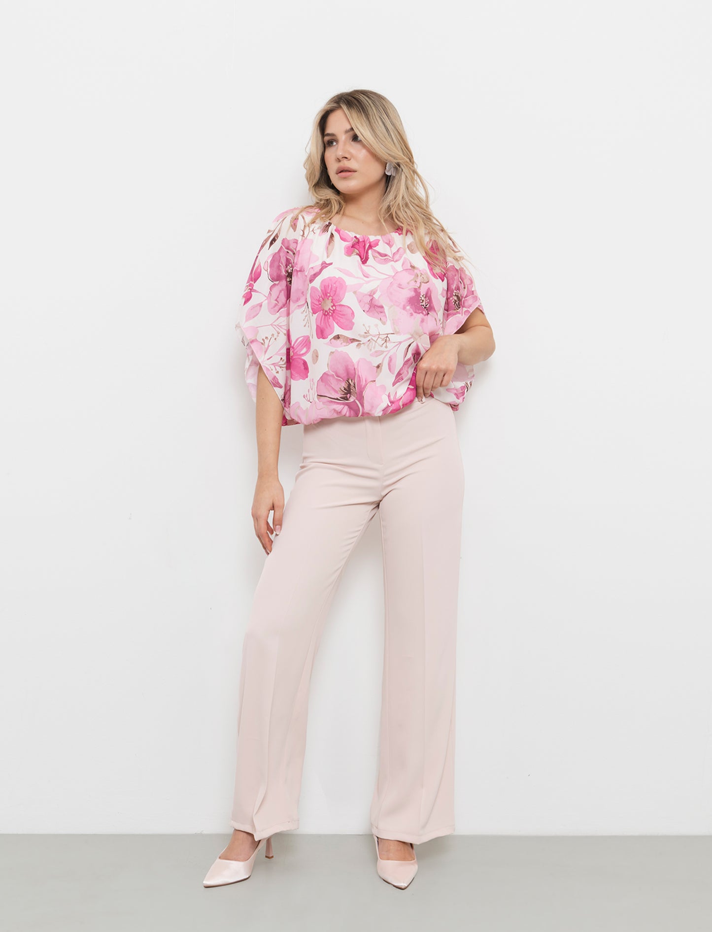 Pantalone palazzo con cintura - Rosa